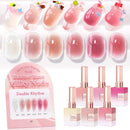 Double Rhythm 6 Pcs 15 ML Gel Polish Set Same Color Same Bottle Soak Off Gel Polish Kit Nail Art Manicure Salon DIY at Home for Women (Jelly Burgundy Red Glitter Silver -T6-56) Infinity Warehouse