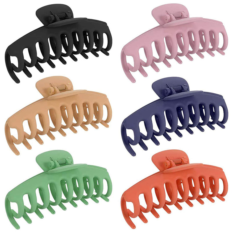 6 Pcs Big Hair Claw Clips 4.3 Inch Large Banana Clips Nonslip Hair Claw Clamps Fashion Hair Styling Accessories for Women Girls (Type A) CHENLEI