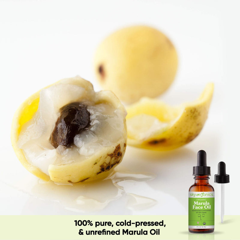 Organic Marula Oil by Sky Organics (1 oz) Cold-pressed USDA Organic 100% Pure Unrefined Marula Oil for Skin and Hair Natural Marula Face Oil Moisturizing Beauty Oil for All Skin Types Sky Organics