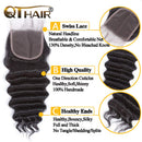 QTHAIR 12A Grade Brazilian Loose Deep Wave Human Hair Bundles with Closure20 22 24+18inch Natural Black Color Brazilian Virgin Human Hair Extensions QTHAIR Store