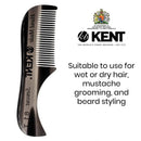 Kent A 81T Graphite X-Small Gentleman's Beard and Mustache Pocket Comb, Fine Toothed Pocket Size for Facial Hair Grooming and Styling. Saw-cut of Cellulose Acetate, Hand Polished. Hand-Made in England KENT Store
