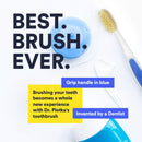 Mouthwatchers Antimicrobial Floss Bristle Silver Toothbrush, Adult, Blue MOUTHWATCHERS