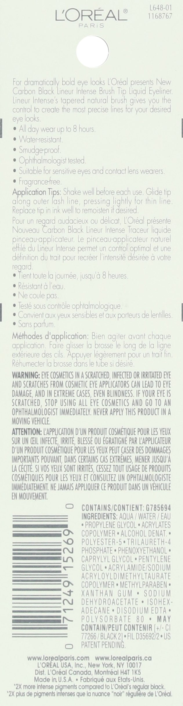 L'Oreal Paris Lineur Intense Brush Tip Liquid Eyeliner, Carbon Black, 0.24 fl; oz. L'Oreal Paris