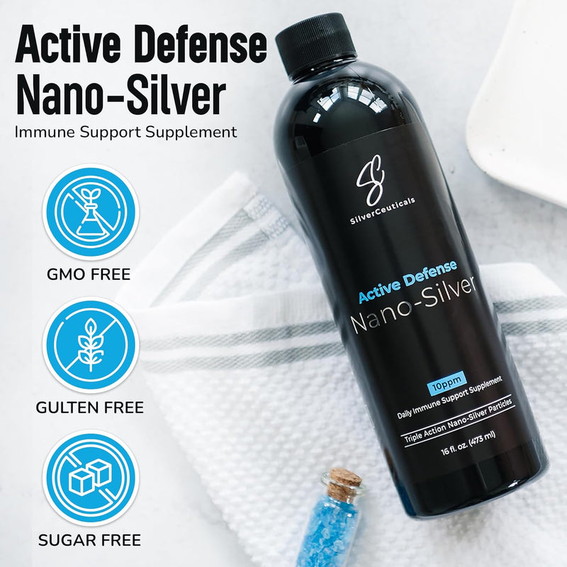Colloidal Silver w/Nano Technology - 10ppm 16oz - 8X More Effective - Natural Immune Support - Save The Sick Days - Ages 5 & Up - Outperforms Higher PPM Silvers - No Taste & Smell - 3rd Party Tested Infinity Warehouse