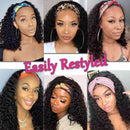 Deep Curly Human Hair Headband Wigs for Black Women Glueless None Lace Front Wigs Deep Curly Headband Wig Human Hair 9A Brazilian Virgin Hair Machine Made Headband Wig Human Hair 10 inch¡­ beafay