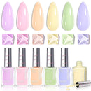 Beetles Jelly Nail Polish Set,6 Colors Pink Nude Jelly Quick Dry Nail Polish Fingernail Fast Drying & Long Lasting Nail Strengthener Polish Gifts for Women Infinity Warehouse
