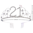 BABEYOND Crystal Birthday Tiara Crown Princess Birthday Crown Hair Accessories Happy 21st Birthday Crown Tiara for Women (21 Birth) BABEYOND