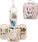 Hanging Travel Toiletry Bag Kit Cosmetic Makeup Organizer for Women and Men (Beige Flamingo) Narwey Store