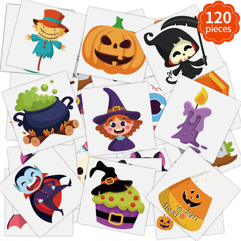 FINGOOO Halloween Temporary Tattoos for Kids Adult,120 Pieces Halloween Tattoo Waterproof Halloween Party Favor Goodie Bag(20 Styles) FINGOOO