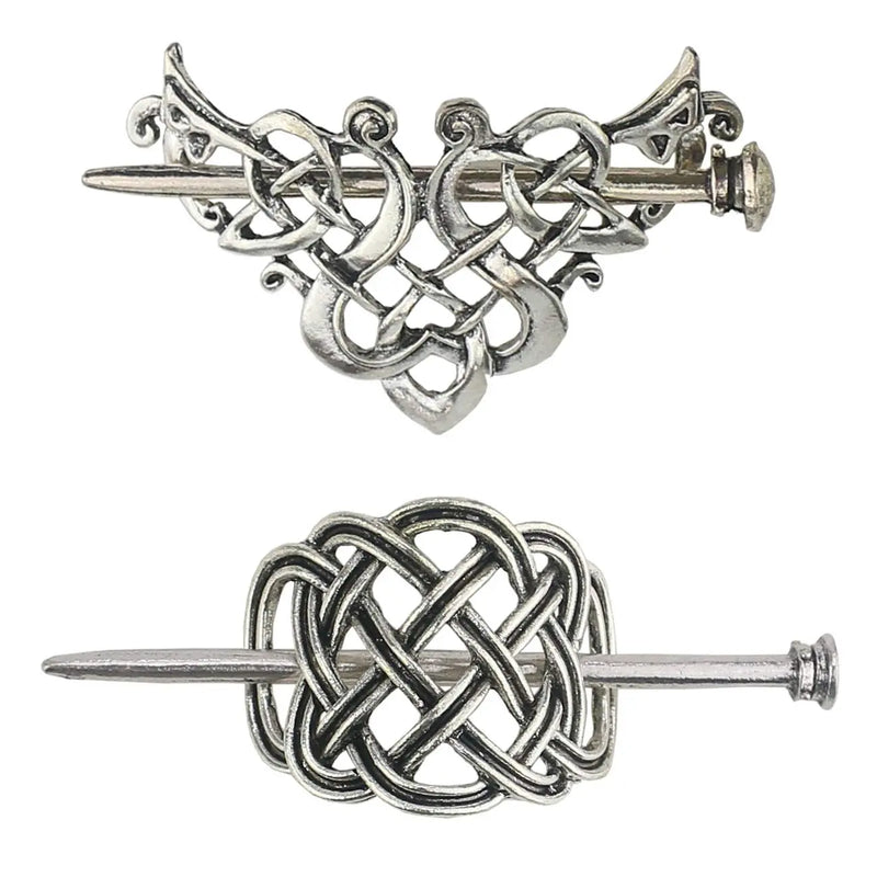 Tinsow 2 Pcs Silver Celtic Hair Slide Hairpins Hair Accessories Hair Clips, Creative Hair Barrette Minimalist Hair Claw Hair Pin Hair Accessories for Women (Style C H) Tinsow
