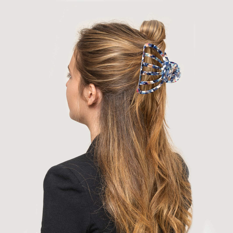 Shinowa Hair Clips, [2-Pack] Bohemian Tortoise Shell Hair Claw Clips Strong Hold Big Hair Jaw Clips for Thick Hair, Hair Accessories for Women Girls, Multi Color Shinowa