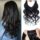 20 Inches Halos Hair Extensions Human Hair Wire In Hair Extensions One Piece Secret Fish Line Hair Piece Transparent Invisible Rubber Band With 2 Clips Long Curly/Wavy