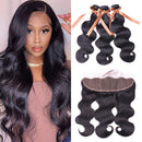 ALLRUN Body Wave Bundles With Frontal 13X4 Ear To Ear Lace Frontal With Bundles Unprocessed Brazilian Virgin Human Hair 4 Bundles Body Wave With Frontal (20 22 24 26+18 Inch) ALLRUN Store
