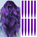 MEckily 22 inch Colored Hair Extensions Party Highlights, Straight Hairpiece Clip in Synthetic Hair Extensions for Kids Girls(10 Pcs Purple) MEckily