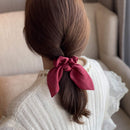 JIRIS 6 Pcs Satin Silk Hair Scrunchies Rabbit Bunny Ear Bow Bowknot Scrunchie Bobbles Elastic Hair Ties Bands Ponytail Holder for Women Accessories(SET2) JIRIS