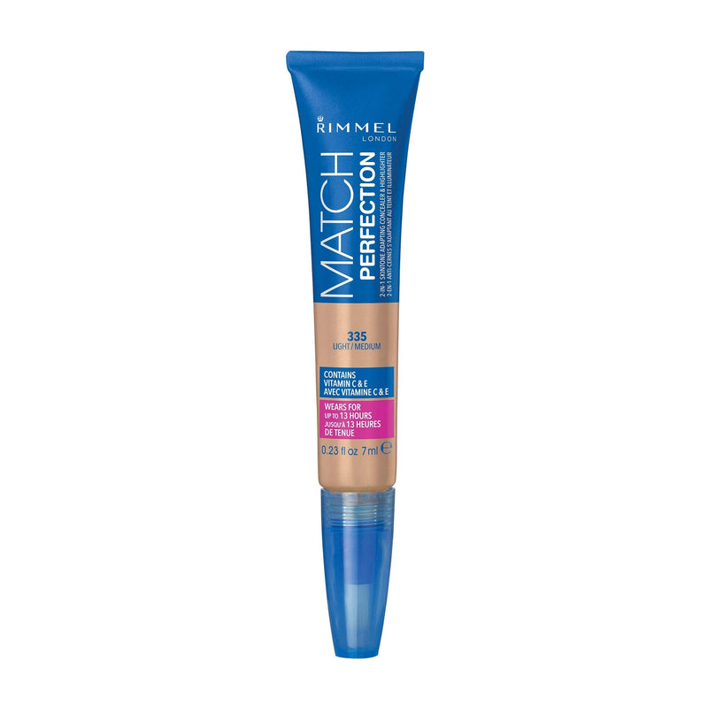 Rimmel Match Perfection 2-in-1 Concealer and Highlighter, Light Medium, 1 Count Rimmel Store
