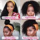 12 Inch Kinky Curly Headband Wig Human Hair for Black Women 150% Density Brazilian Virgin Human Hair Half Wig With Headband Attached Brazilian Virgin None Lace Front Wig Headband Wig Curly Mengkai Hair mengkai Store