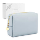 Gonex Small Makeup Bag for Purse, Water-Resistant PU Vegan Leather Travel Cosmetic Pouch with Christmas Gift Box, Portable Toiletry Bag for Women Girls Daily Storage Organizer Light Grey Gonex