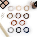 Heliums Light Brown Skinny Seamless 6mm Medium Hold Soft Nylon Fabric Rolled Ponytail Holders - 18 Hair Ties Heliums