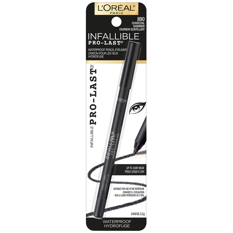 L'Oreal Paris Makeup Infallible Pro-last Pencil Eyeliner, Waterproof & Smudge-resistant, Glides On Easily To Create Any Look, Charcoal shimmer, 0.042 Ounce L'Oreal Paris