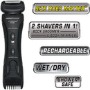 MANGROOMER Lithium Max Plus Body Groomer, Ball Groomer, Body Trimmer, Electric Groin Hair Trimmer with Free Bonus Foil Included Infinity Warehouse