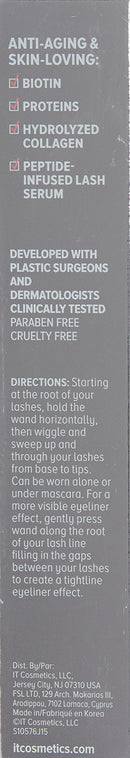 IT Cosmetics Tightline, Black - 3-in-1 Lash Primer, Eyeliner & Mascara - Lengthens & Conditions Lashes - Ultra-Skinny Wand - Infused with Collagen, Biotin, Peptides & Antioxidants - 0.12 fl oz It Cosmetics