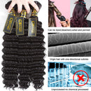 QTHAIR 12A Grade Brazilian Deep Human Hair Bundles with Closure(14" 14" 16"+12"Free Part Lace Closure,Natural Black) 100% Unprocessed Brazilian Virgin Hair Extensions for Black Women QTHAIR