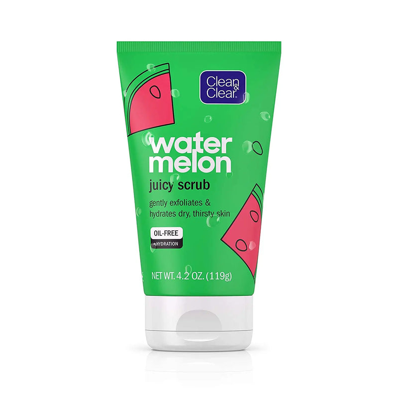 Clean & Clear Hydrating & Exfoliating, Gentle & Oil Free Juicy Watermelon Daily Facial Cleanser Scrub, Buffs Dirt & Oil While Cleansing & Quenching Dry Skin, 4.2 Fl Oz Clean & Clear