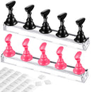 2 Set Acrylic Nail Practice Stand Magnetic Nail Tip Art Display Stand Holder Manicure Tool with Reusable Adhesive Putty Clay for Home Salon Makeup Lenlorry