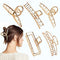 4.7 Inch Large Gold Metal Hair Clips,5PCS Big Hair Claw Clips Strong Jaw Clip Non-Slip Hair Barrettes Clamp for Thick Hair Cute Hair Accessories,Half Bun Hair Clip for Women Girls YUESUO
