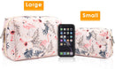 Large Makeup Bag Zipper Pouch Travel Cosmetic Organizer for Women and Girls (Large, Beige Flamingo) Narwey Store