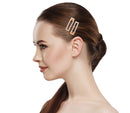 LUX ACCESSORIES White Pearl Rectangle Goldtone Hair Clip Bridal Bobby Pin Barrette LUX ACCESSORIES