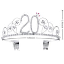 BABEYOND Crystal Birthday Tiara Crown Princess Birthday Crown Hair Accessories Happy 20th Birthday Crown Tiara for Women (20 Birth) BABEYOND