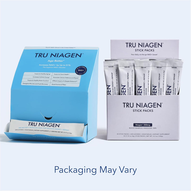 TRU NIAGEN NAD+ Booster with Hydration & Prebiotic Support Award-Winning Nicotinamide Riboside Mixing Powder for Cellular Energy, Repair & Healthy Aging - 30ct/300mg Stick Packs: On-The-Go Supplement Infinity Warehouse