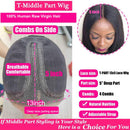 UNice Hair Body Wave T Part 13x5X0.5 Lace Front Human Hair Wig Middle Part for Black Women Brazilian Raw Virgin Human Hair Wigs Pre Plucked with Baby Hair 150 Density 20 inch UNICE Store