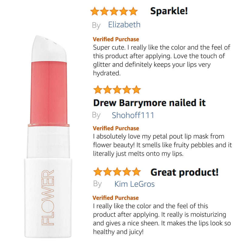 FLOWER BEAUTY Petal Pout Lip Mask | Hydrating Tinted Balm with Mango & Cocoa Butter | Vegan, Cruelty-Free Scented Lips Color | Pucker - Rose Buds FLOWER BEAUTY