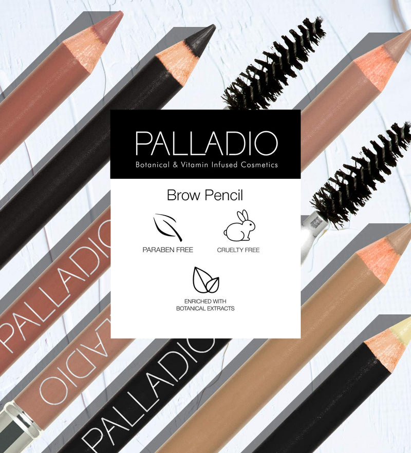 Palladio Beauty Brow Definer Pencil, Black Brown, Ultra Precise Twist-Up Eye Brow Pencil with Long-Staying Power, Spooley Brush Blends Color for Natural Finish, No Eyebrow Pencil Sharpener Required Palladio