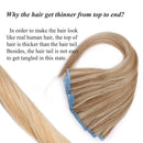 Tape in Hair Extensions Human Hair Tape in Remy Hair Extension Invisible Skin Weft Tape ins Seamless Double Sided Tape on 30g Thin 20pcs for Women Highlighted Blonde Long Straight Hair 12inch