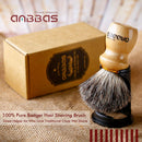 Shaving Brush with Holder, Anbbas Pure Badger Hair Shaving Brush Wood Handle,Black Resin Shaving Stand Contracted Design,2in1 Wet Shaving Set for Men Anbbas