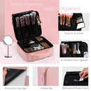 Stagiant Makeup Bag Portable Travel Makeup Train Case PU Leather Cosmetic Storage Organizer with Dividers for Girls Cosmetic Make Up Tools Toiletry Jewelry Digital Accessories (Pink) Stagiant
