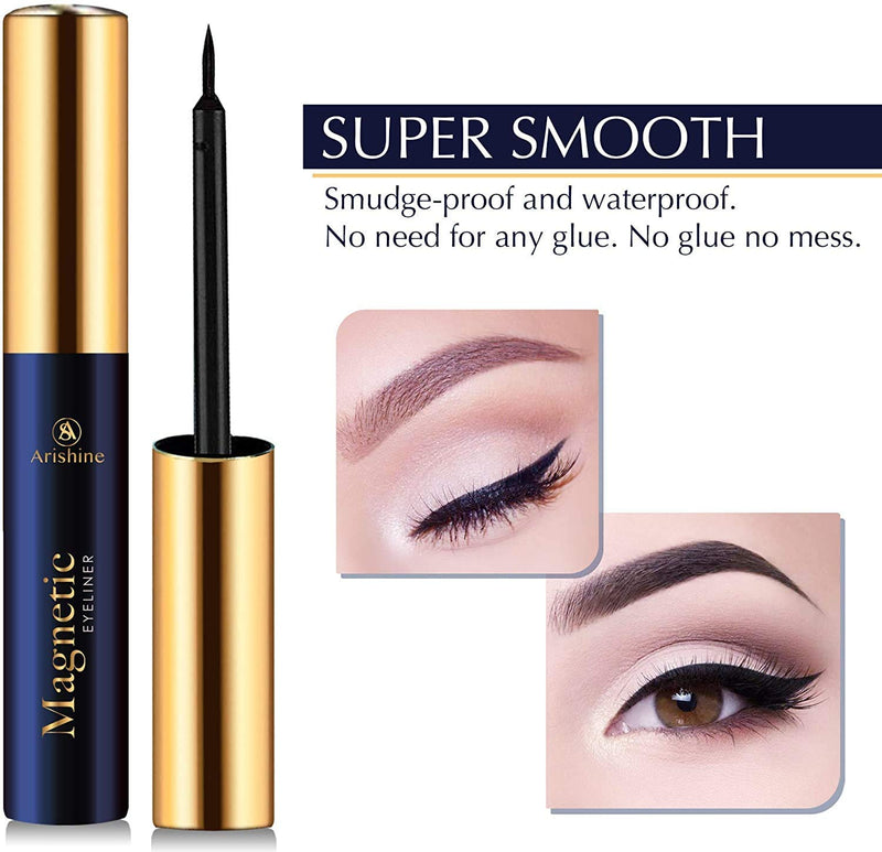 Arishine Magnetic Eyeliner, Natural Look,Waterproof and Smudge Resistant Arishine