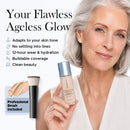 Color Changing Foundation with Professional Brush for Mature Skin: No Settling, Buildable Coverage, 12-Hour Hydration & Wear, Light to Medium Tones, Fragrance-Free - 1 FL OZ Infinity Warehouse