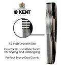 Kent 9T Graphite Double Tooth Hair Dressing Table Comb, Fine/Wide Tooth Dresser Comb For Hair, Beard and Mustache, Coarse/Fine Hair Styling Grooming Comb for Men, Women and Kids. Made in England KENT Store