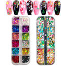 24 Boxes Nail Art Sequins, Tingbeauty Heart Shape Star Snowflake Christmas Tree Laser Sequins, Flakes Colorful Confetti Nail Glitter for DIY Design Face Body Make Up Christmas Decorations Tingbeauty