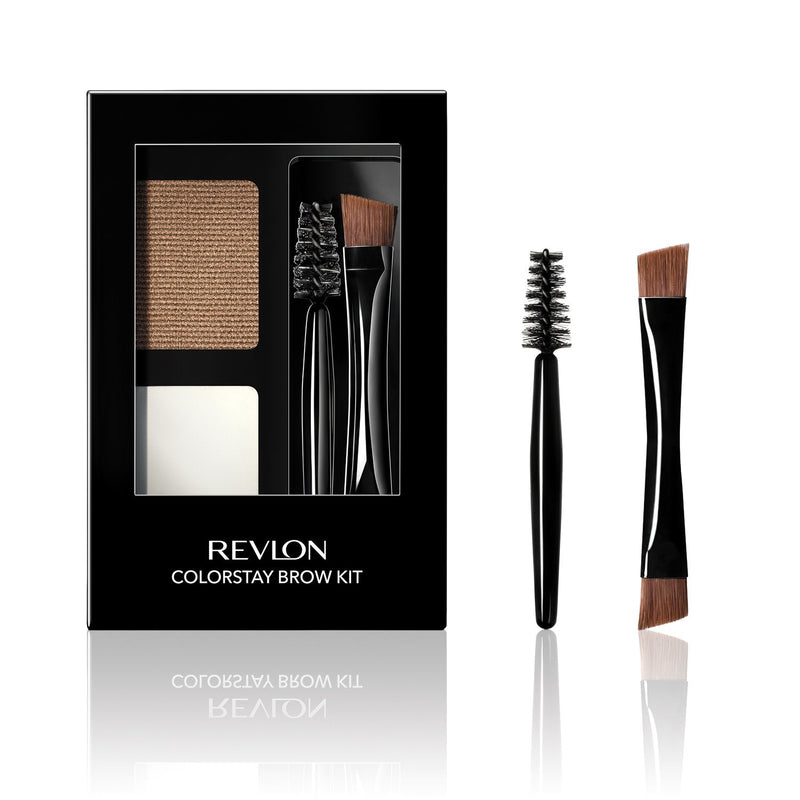 Revlon ColorStay Brow Kit, Includes Longwear Brow Powder, Clear Pomade, Dual-Ended Angled Tip Eyebrow Brush & Spoolie Brush, Blonde (105), 0.08 oz REVLON