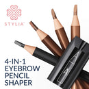 4-in-1 Plastic Duckbill-Shape Eyebrow Pencil Shaper - Eye Makeup Shaping Tool for Waterproof Peel Off Brow Pencils - Compact Cosmetic Shaper for Beginners & Professional Stylia
