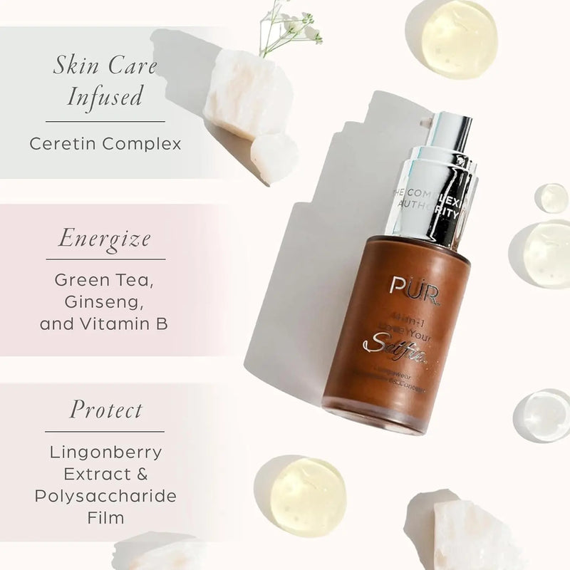 PUR Beauty 4-in-1 Love Your Selfie Foundation & Concealer - Longwear Full Coverage Liquid Makeup Foundation with Hydrating Blend for Refined-Looking, Natural Beauty Glow, Skin Texture & Tone Infinity Warehouse