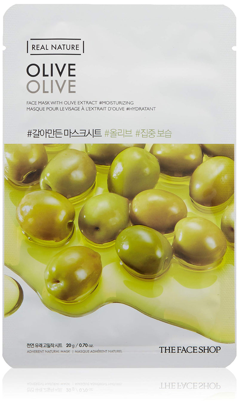 The Face Shop Real Nature Face Sheet Mask | Provides Ultimate Moisture to Soothe Dry, Rough Skin | K Beauty Facial Skincare for Oily & Dry Skin | Olive THEFACESHOP