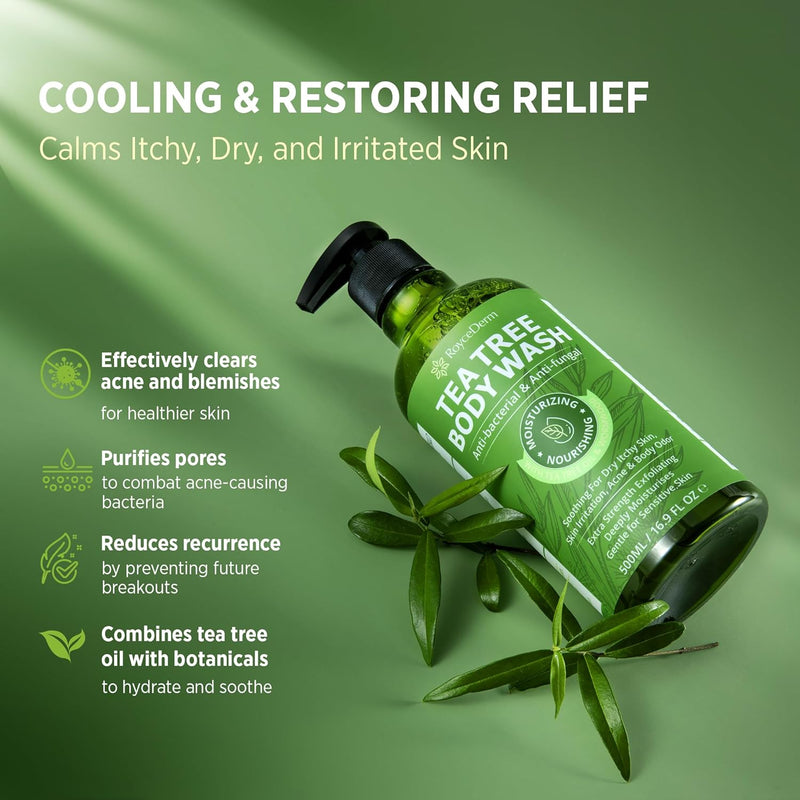 Antifungal Body Wash & Soap, Tea Tree Body Wash, Antibacterial Body Wash & Soap, Back Acne Body Wash, Natural Body Wash With Tea Tree Oil For Jock Itch, Back Acne, Athletes Foot, Body Odor, Nail Fungus, Ringworm, & Eczema - 16.9 Fl Oz Infinity Warehouse