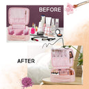 Travel Makeup Bag,Stagiant Make up Bag,Makeup Organizer Bag for Cosmetics Makeup Brushes Toiletry Travel Accessories with Dividers,Makeup Case for Women,Pink Stagiant